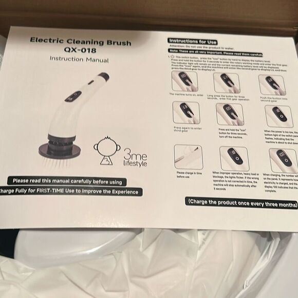 3me Lifestyle QX-018 Electric Cleaning Brush Multifunction Power Scrubber New - Picture 9 of 10